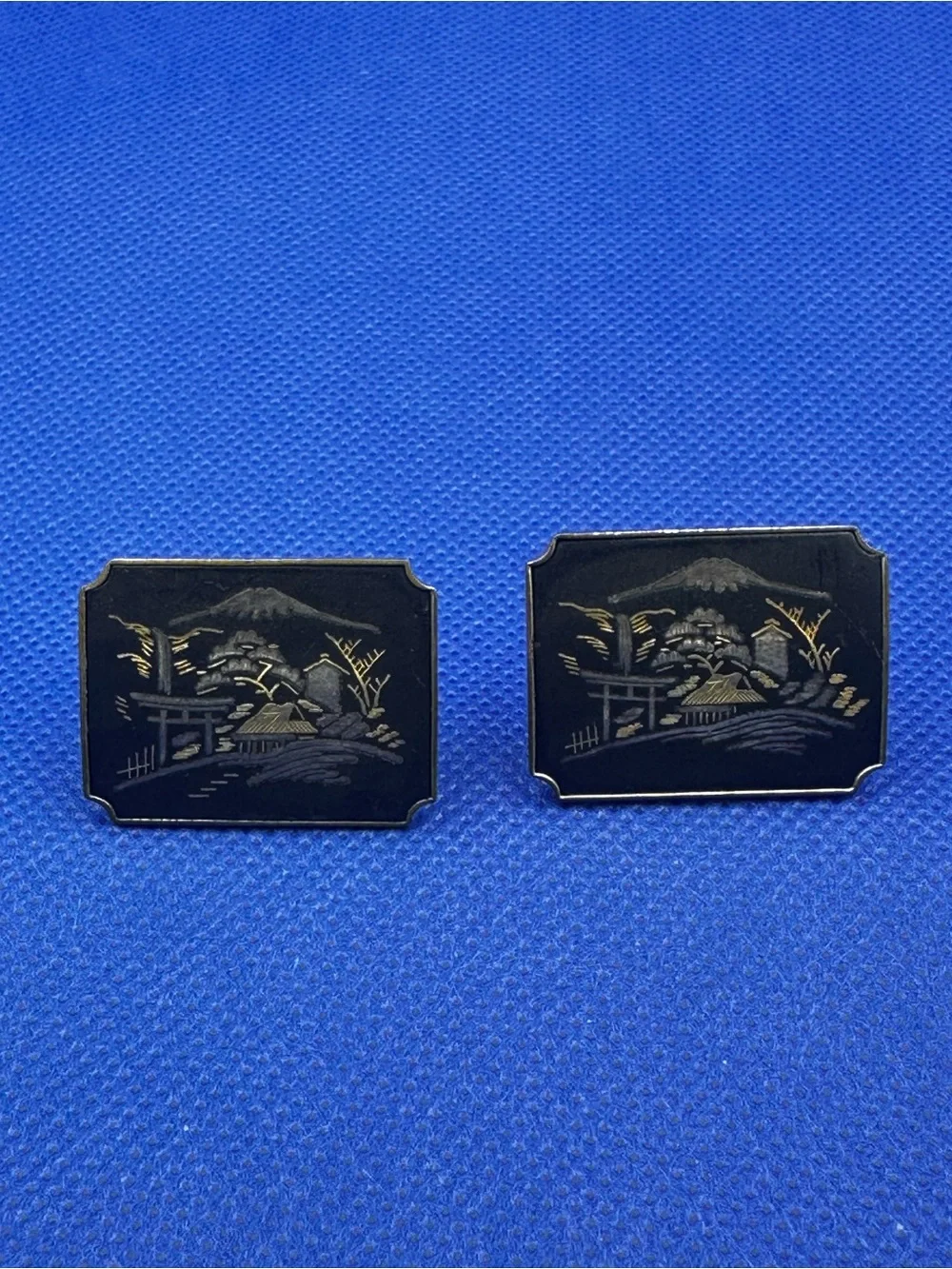 Vintage Mid-Century Japanese Damascene Cufflinks